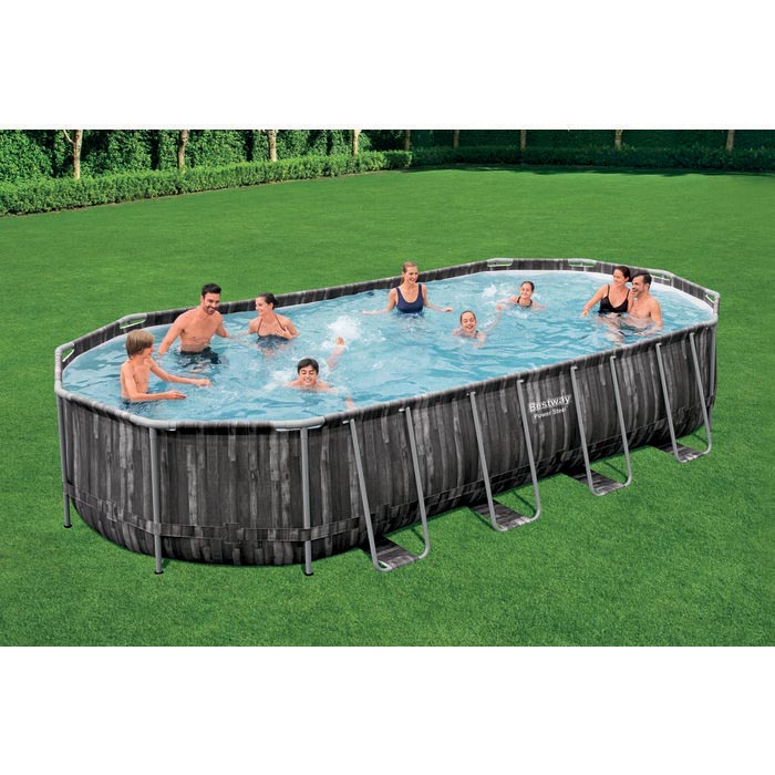 Photo d'ambiance Piscine Power Steel ovale bois foncé