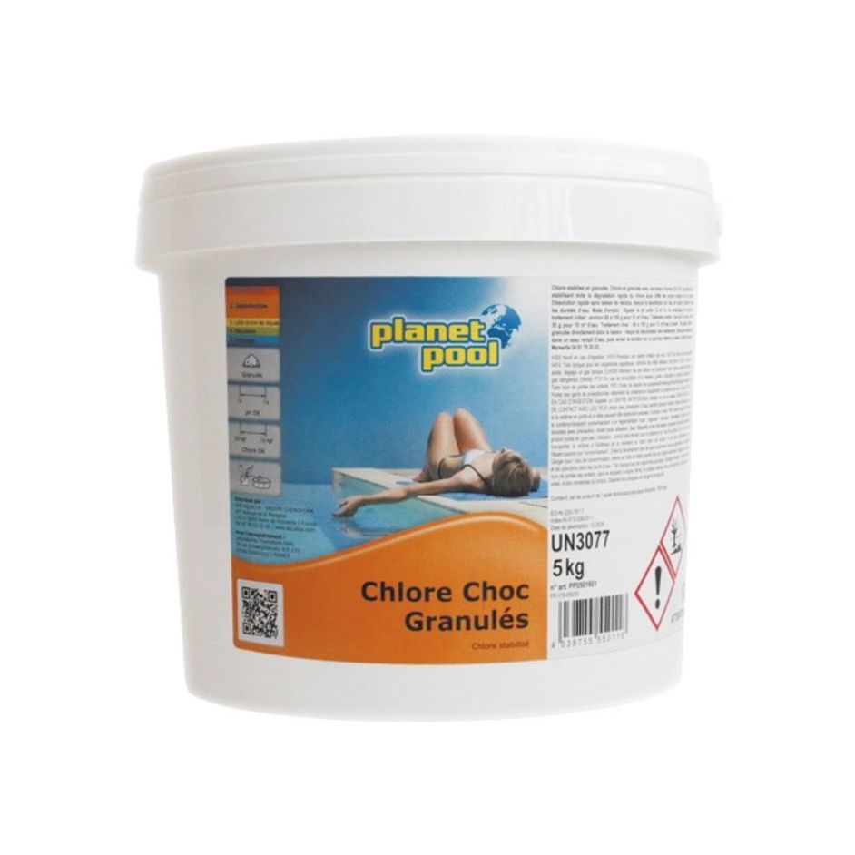 Chlore choc granulés Planet pool - Poids 5 kg