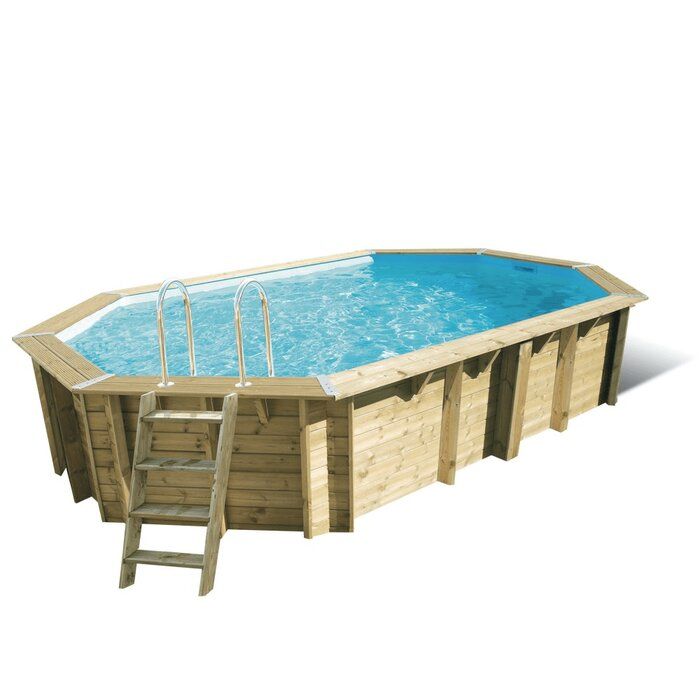 Piscine bois ovale Azura 6,10 x 4,00 x H. 1,20 m - Liner bleu