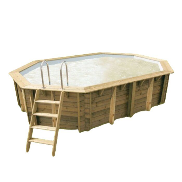Piscine bois ovale Azura 4,90 x 3,55 x H. 1,30 m - Liner beige