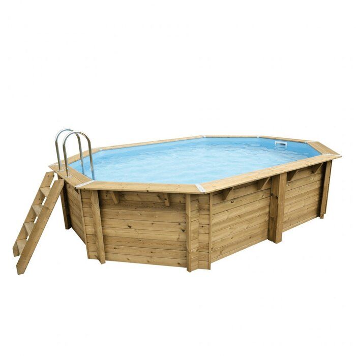 Piscine bois ovale Sunwater 4,90 x 3,00 x H. 1,20 m - Liner bleu