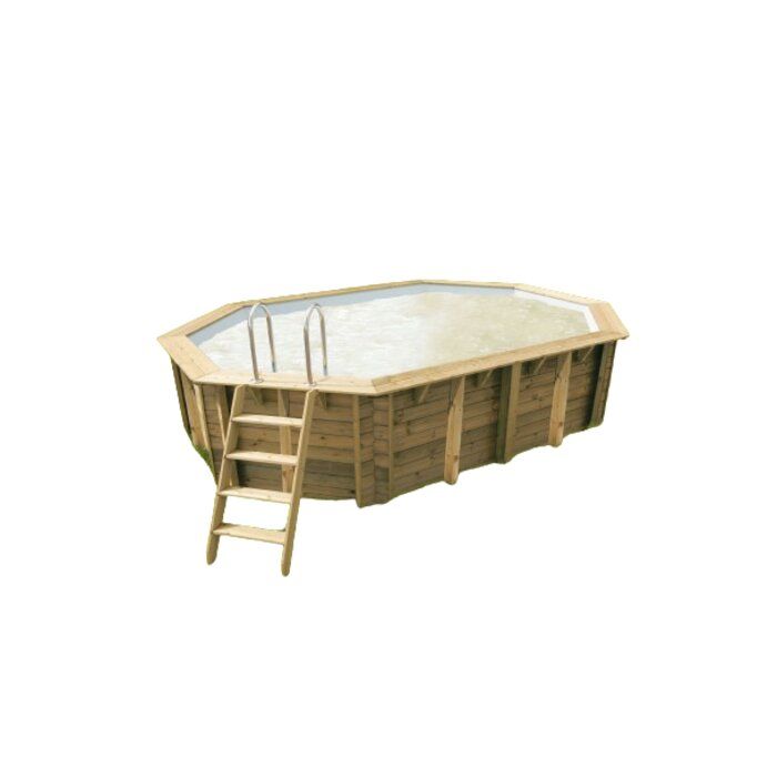 Piscine bois ovale Sunwater 4,90 x 3,00 x H. 1,20 m - Liner beige