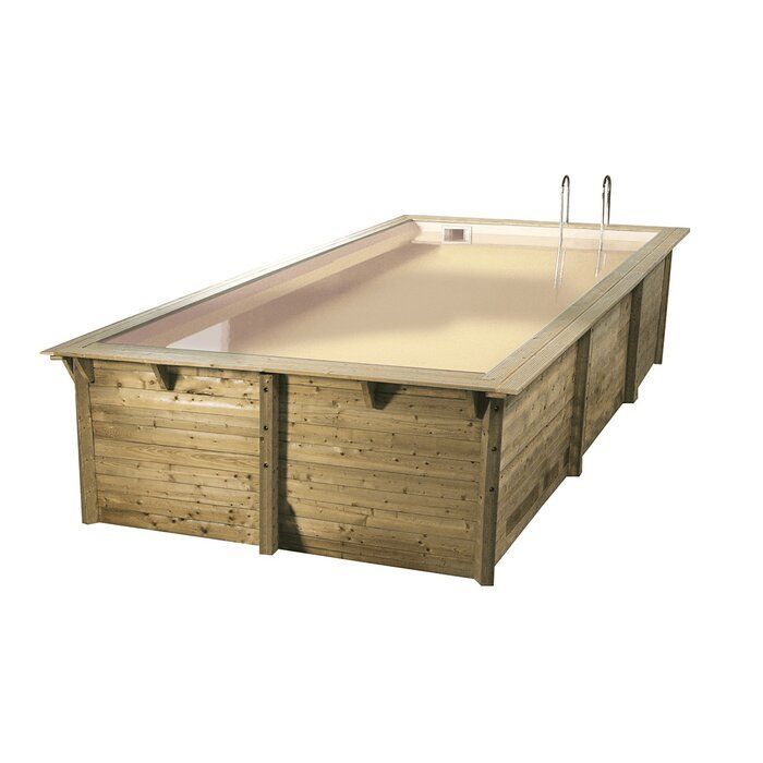 Piscine bois rectangulaire Sunwater 5,55 x 3,00 x H. 1,40 m - Liner beige