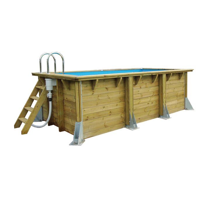 Piscine bois rectangulaire Azura 4,50 x 2,50 x H. 1,26 m - Liner bleu