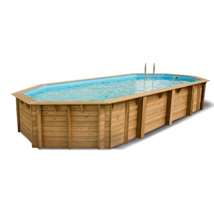 Piscine bois ovale Azura 7,50 x 4,00 x H. 1,30 m - Liner bleu