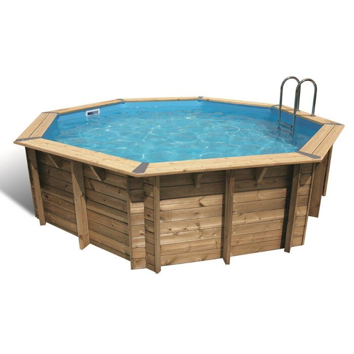 Piscine bois ronde Océa 4,30 x H. 1,20 m - Liner bleu