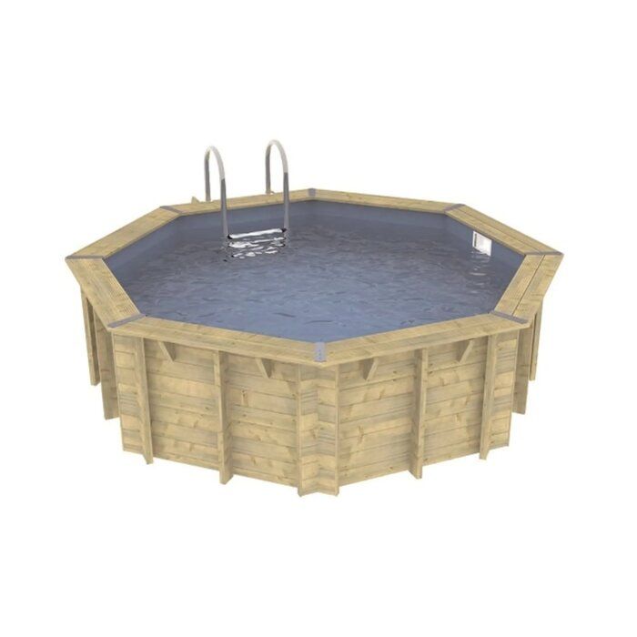 Piscine bois ronde Océa 4,30 x H. 1,20 m - Liner gris