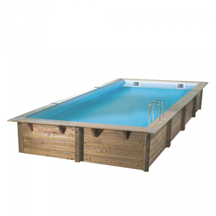 Piscine bois rectangulaire Linéa 6,50 x 3,50 x H. 1,40 m - Liner bleu