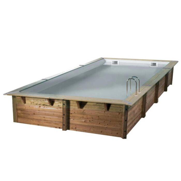Piscine bois rectangulaire Linéa 6,50 x 3,50 x H. 1,40 m - Liner gris