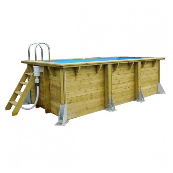 Piscine bois rectangulaire Linéa UrbanPool 4,50 x 2,50 x H. 1,40 m - Liner bleu