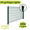 Kit grillage rigide à poser - Filiac - L. 50 m - H. 0.63 m - Vert
