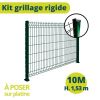 Kit grillage rigide à poser - Filiac - L. 10 m - H. 1.53 m - Vert
