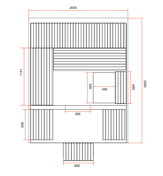 Dimensions du Sauna d'extérieur Gaïa Luna de chez Holl's