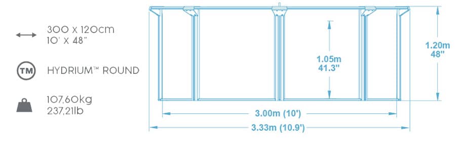 Dimensions des piscines Hydrium
