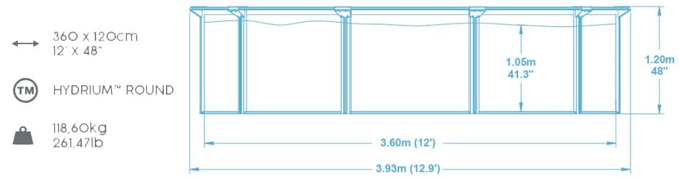 Dimensions des piscines Hydrium