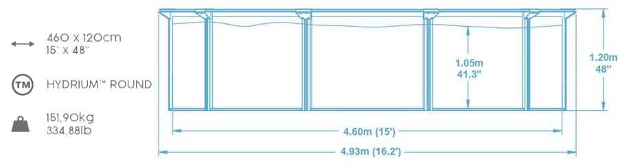 Dimensions des piscines Hydrium