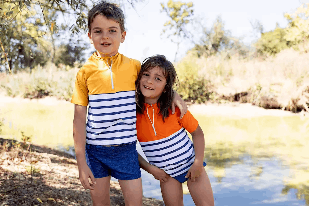 Tshirts floatee jaune et orange manches courtes