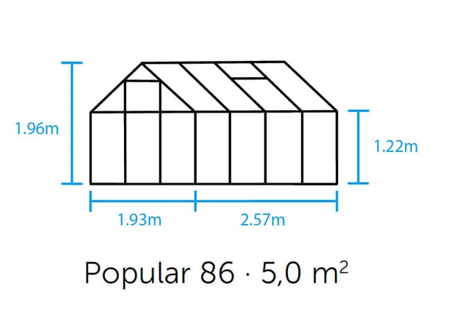 Dimensions de la serre Popular Halls avec structure en acier