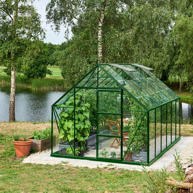Serre de jardin en verre horticole Universal laquée verte Halls 9,9m²