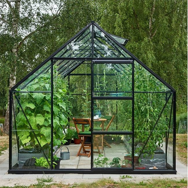 Serre de jardin en verre horticole Universal laquée noire Halls 9,9m²