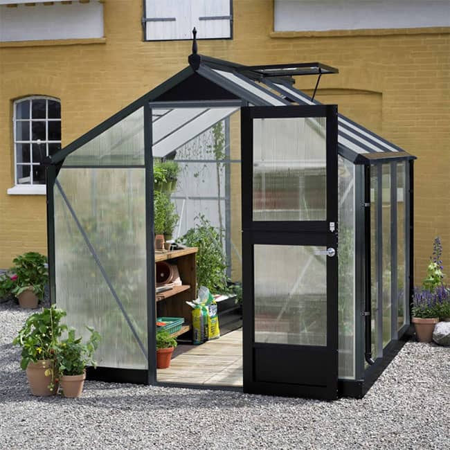 Serre de jardin en polycarbonate Compact Juliana 5 m² avec une structure en aluminium de couleur anthracite noir