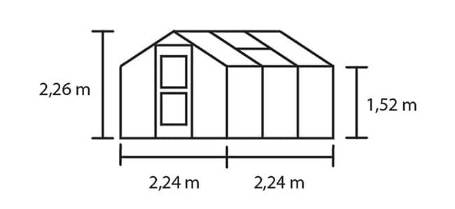 Dimensions de la serre Compact Juliana avec structure en aluminium bicolore