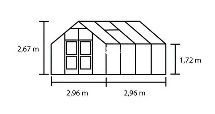 Dimensions de la serre Compact Juliana avec structure en aluminium bicolore
