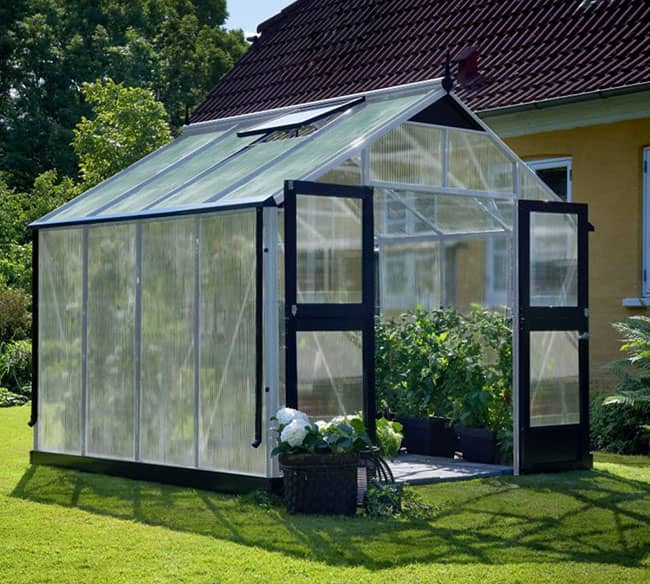 Serre de jardin en verre trempé Premium Juliana 8,8 m² noir