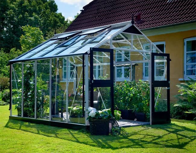 Serre de jardin en verre trempé Premium Juliana 10,9 m² noir