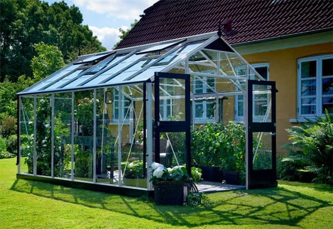 Serre de jardin en verre trempé Premium Juliana 13 m² noir