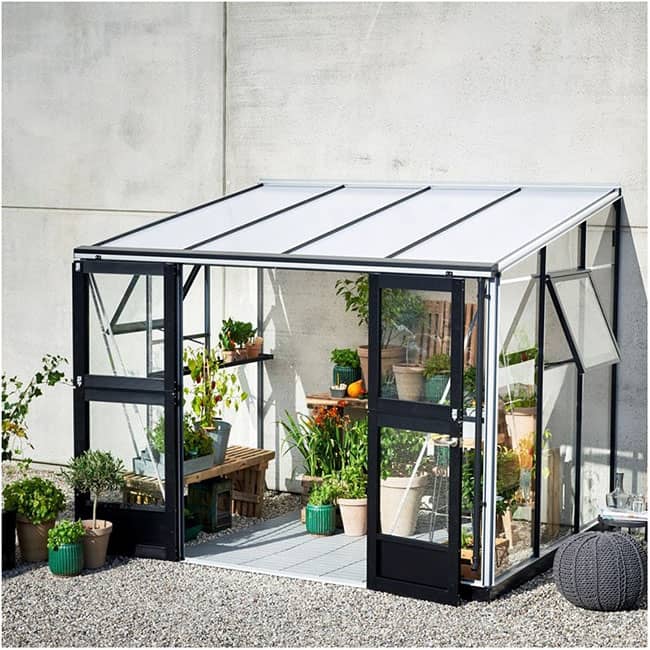 Serre de jardin en verre trempé Veranda Juliana 6,6 m² noir