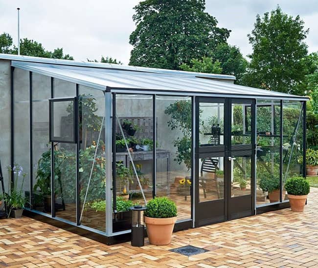 Serre de jardin en verre trempé Veranda Juliana 12,9 m² noir