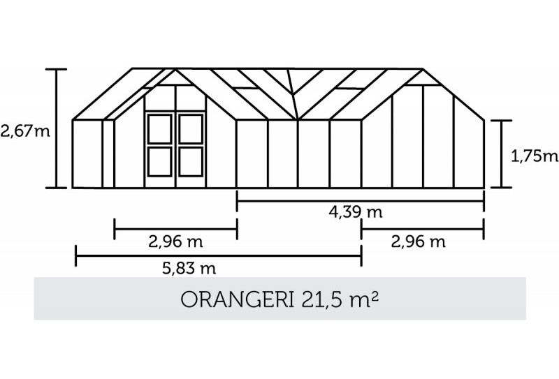 Dimensions de la serre Orangerie Juliana avec structure en aluminium bicolore
