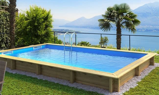 Piscine bois BWT myPOOL Weva +640, pin, liner bleu France